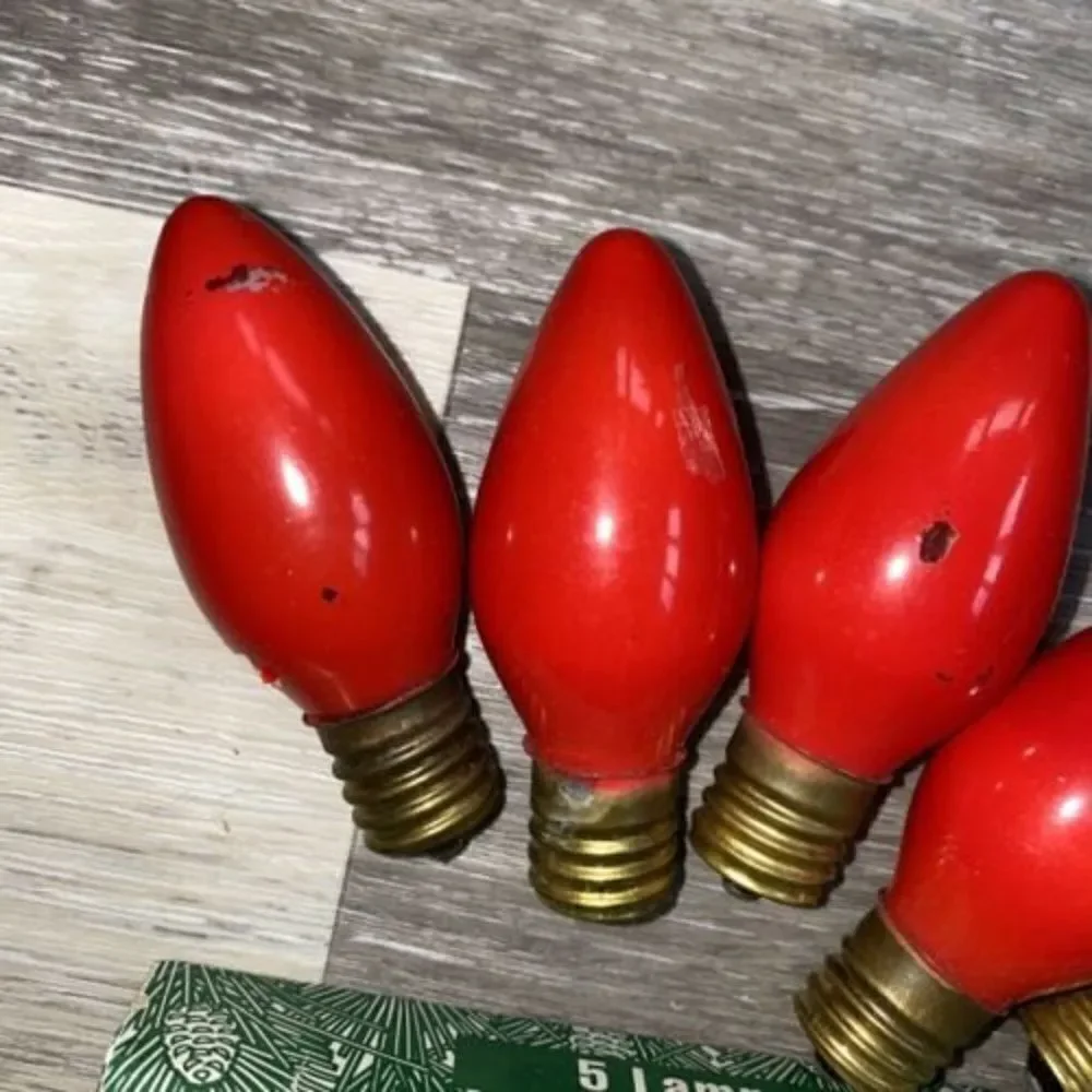 Lot Of 10 Frank’s Nursery Christmas Tree Bulbs C-7 1/2 Red Vintage Orange